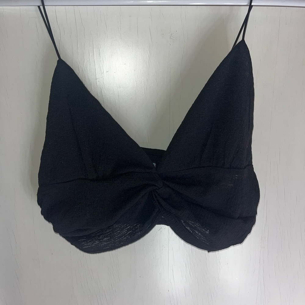 Urban Outfitters Black Scrunched Bralette Top, Stretchy Straps, Size S, Comfy